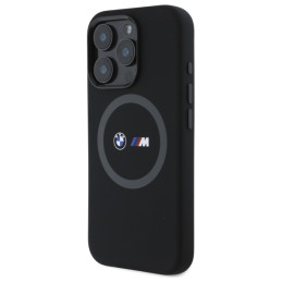 BMW M Silicone Printed Ring MagSafe dėklas iPhone 16 Pro - juodas