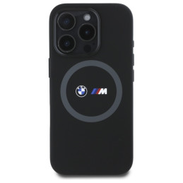 BMW M Silicone Printed Ring MagSafe dėklas iPhone 16 Pro - juodas