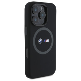 BMW M Silicone Printed Ring MagSafe dėklas iPhone 16 Pro - juodas