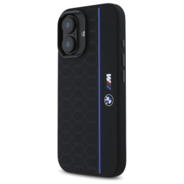 BMW Silicone Hexagon Blue Line MagSafe dėklas iPhone 16 - juodas