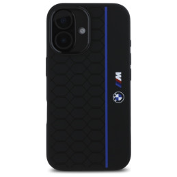 BMW Silicone Hexagon Blue Line MagSafe dėklas iPhone 16 - juodas