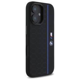 BMW Silicone Hexagon Blue Line MagSafe dėklas iPhone 16 - juodas