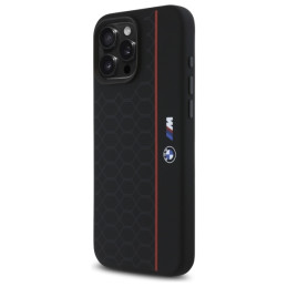 BMW Silicone Hexagon Red Line MagSafe dėklas iPhone 16 Pro Max - juodas