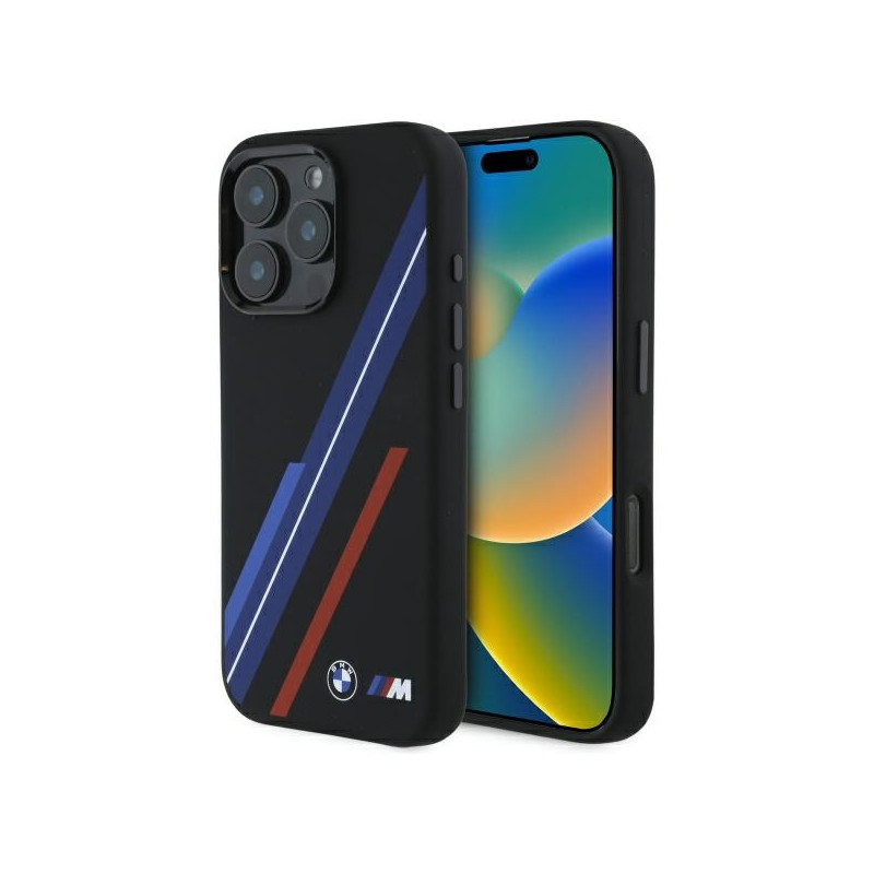 BMW Silicone Random Lines MagSafe dėklas iPhone 16 Pro Max - juodas