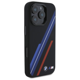 BMW Silicone Random Lines MagSafe dėklas iPhone 16 Pro Max - juodas