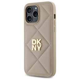 DKNY Quilted Stack Logo dėklas, skirtas iPhone 14 Pro Max - smėlio spalvos