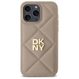 DKNY Quilted Stack Logo dėklas, skirtas iPhone 14 Pro Max - smėlio spalvos