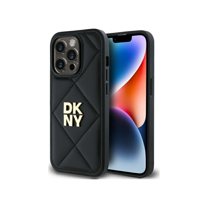 DKNY Quilted Stack Logo dėklas, skirtas iPhone 14 Pro Max - juodas