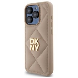 DKNY Quilted Stack Logo dėklas, skirtas iPhone 15 Pro - smėlio spalvos