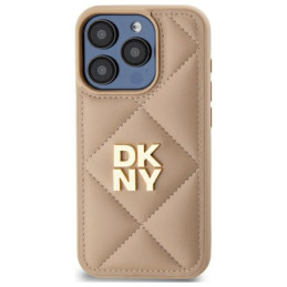 DKNY Quilted Stack Logo dėklas, skirtas iPhone 15 Pro - smėlio spalvos
