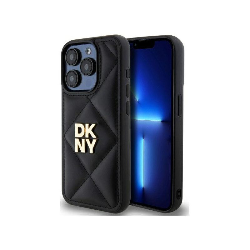 DKNY Quilted Stack Logo dėklas, skirtas iPhone 15 Pro - juodas