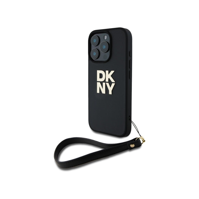 DKNY Wrist Strap Stock Logo dėklas, skirtas iPhone 16 Pro - juodas