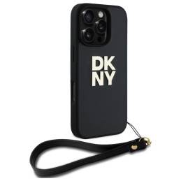 DKNY Wrist Strap Stock Logo dėklas, skirtas iPhone 16 Pro - juodas