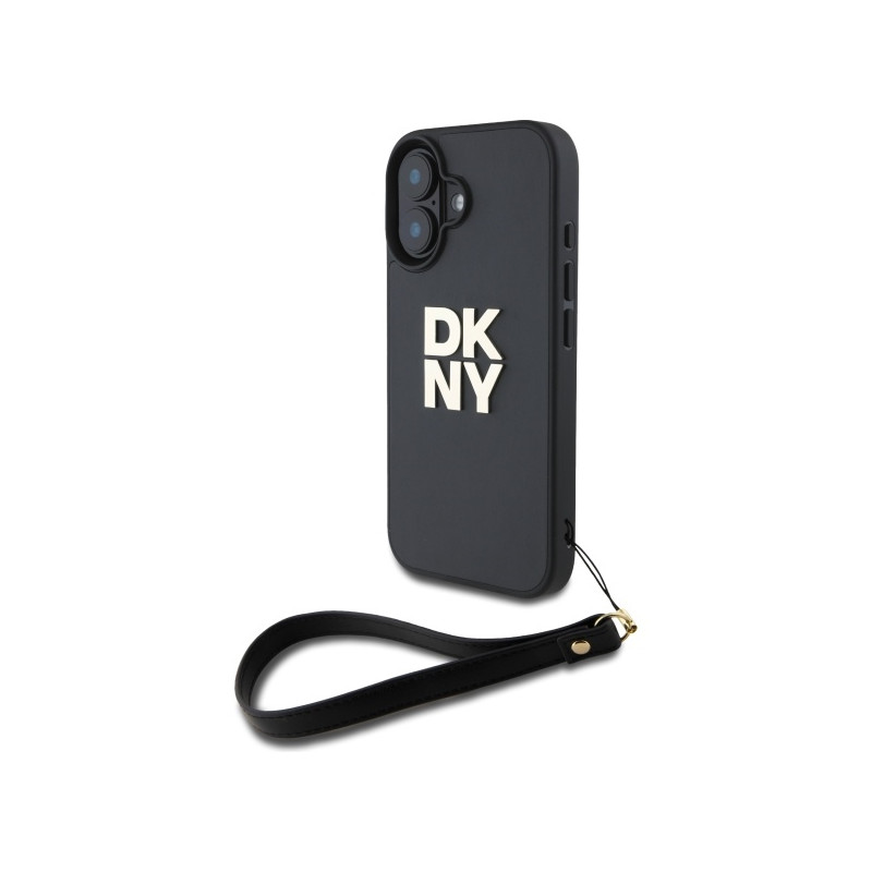 DKNY Wrist Strap Stock Logo dėklas iPhone 16 - juodas