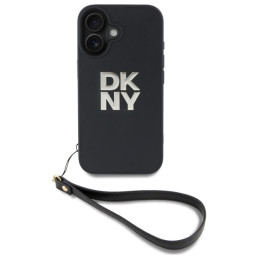 DKNY Wrist Strap Stock Logo dėklas iPhone 16 - juodas