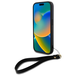 DKNY Wrist Strap Stock Logo dėklas iPhone 16 - juodas
