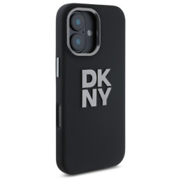 DKNY Liquid Silicone Metal Logo dėklas iPhone 16 - juodas