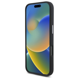 DKNY Liquid Silicone Metal Logo dėklas iPhone 16 - juodas
