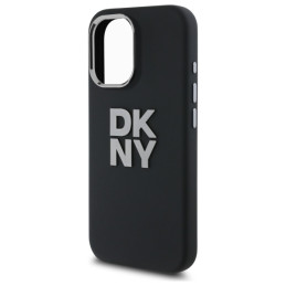DKNY Liquid Silicone Metal Logo dėklas iPhone 16 - juodas
