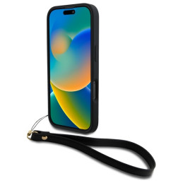 DKNY Wrist Strap Stock Logo dėklas, skirtas iPhone 16 Pro Max - juodas