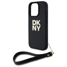 DKNY Wrist Strap Stock Logo dėklas, skirtas iPhone 16 Pro Max - juodas
