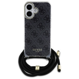 Guess Crossbody Cord 4G Print dėklas iPhone 16 - juodas