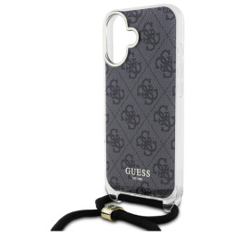 Guess Crossbody Cord 4G Print dėklas iPhone 16 - juodas
