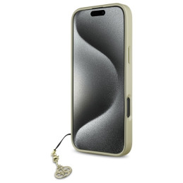 Guess 4G Charms Collection dėklas, skirtas iPhone 16 Pro Max - rudas