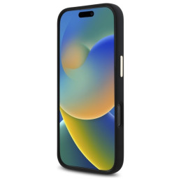 Guess Silicone Logo Strass 4G dėklas, skirtas iPhone 16 Pro Max - juodas