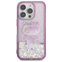 Hello Kitty Liquid Glitter 50th Anniversary Party dėklas, skirtas iPhone 16 Pro – violetinė