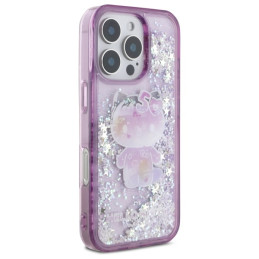 Hello Kitty Liquid Glitter 50th Anniversary Party dėklas, skirtas iPhone 16 Pro – violetinė
