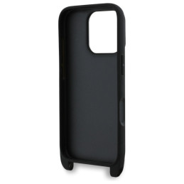 Karl Lagerfeld Saffiano Karl&Choupette Metal Pin CBDY Strap dėklas iPhone 16 Pro - juodas