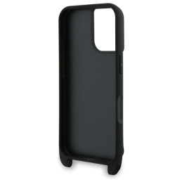 Karl Lagerfeld Saffiano Karl&Choupette Metal Pin CBDY Strap dėklas iPhone 16 - juodas