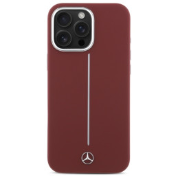 Mercedes Silicone White Stripe MagSafe dėklas iPhone 16 Pro Max - raudonas