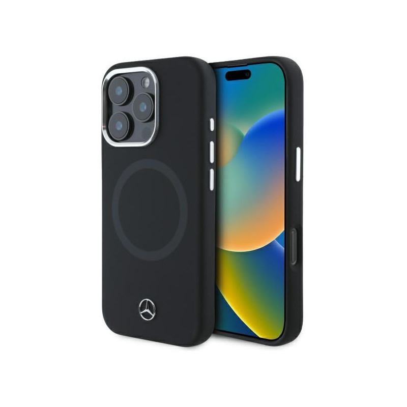 Mercedes Silicone Tonal Logo MagSafe dėklas iPhone 16 Pro Max - juodas