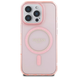 Guess GUHMP16LHFGEREP iPhone 16 Pro 6,3" rožinis/ rožinis kietas dėklas IML Glitter Circle MagSafe