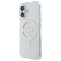 Guess GUHMP16MHFGERET iPhone 16 Plus 6,7" permatomas kietas dėklas IML Glitter Circle MagSafe