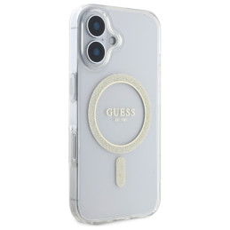 Guess GUHMP16MHFGERET iPhone 16 Plus 6,7" permatomas kietas dėklas IML Glitter Circle MagSafe