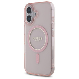 Guess GUHMP16SHFGEREP iPhone 16 6,1" rožinis/ rožinis kietas dėklas IML Glitter Circle MagSafe