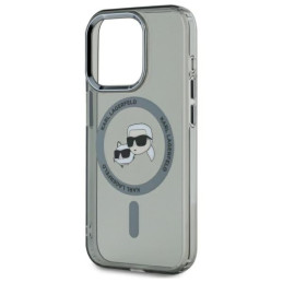 Karl Lagerfeld KLHMP15LHLSKCK iPhone 15 Pro 6.1" juodas/ juodas kietas IML metalinis Karl&Choupette galvutė MagSafe
