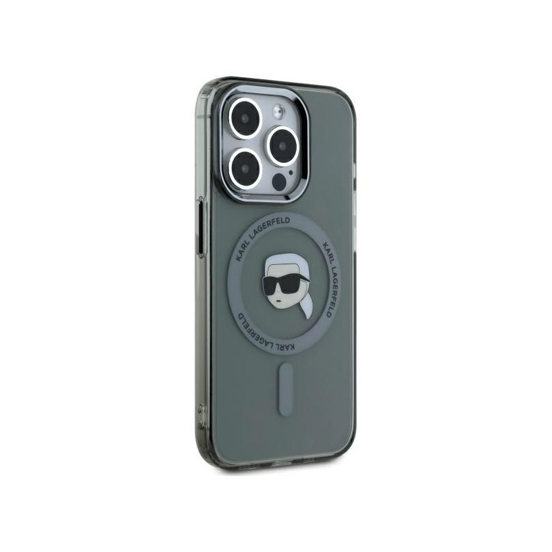 Karl Lagerfeld KLHMP15LHLSKIK iPhone 15 Pro 6.1" juodas/ juodas kietas IML metalinis Karl Head MagSafe