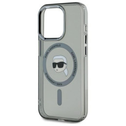 Karl Lagerfeld KLHMP15LHLSKIK iPhone 15 Pro 6.1" juodas/ juodas kietas IML metalinis Karl Head MagSafe