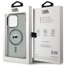 Karl Lagerfeld KLHMP15LHLSKIK iPhone 15 Pro 6.1" juodas/ juodas kietas IML metalinis Karl Head MagSafe
