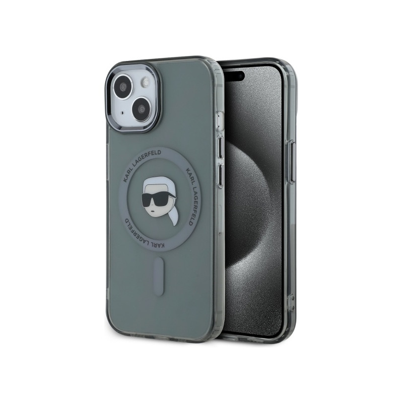 Karl Lagerfeld KLHMP15SHLSKIK iPhone 15 6.1" juodas/ juodas kietas IML metalinis Karl Head MagSafe