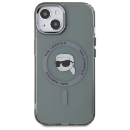 Karl Lagerfeld KLHMP15SHLSKIK iPhone 15 6.1" juodas/ juodas kietas IML metalinis Karl Head MagSafe