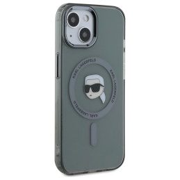 Karl Lagerfeld KLHMP15SHLSKIK iPhone 15 6.1" juodas/ juodas kietas IML metalinis Karl Head MagSafe