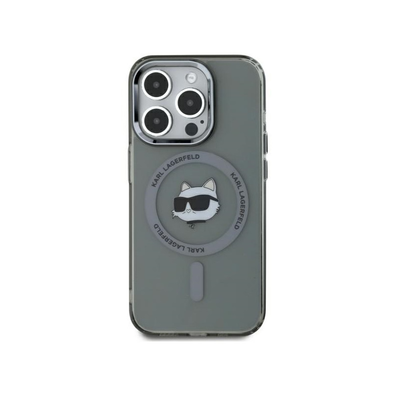 Karl Lagerfeld KLHMP15XHLSCHK iPhone 15 Pro Max 6,7" juodas/ juodas kietasis dėklas IML Metal Choupette Head MagSafe