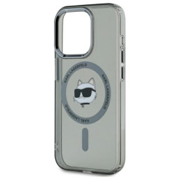 Karl Lagerfeld KLHMP15XHLSCHK iPhone 15 Pro Max 6,7" juodas/ juodas kietasis dėklas IML Metal Choupette Head MagSafe