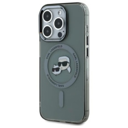 Karl Lagerfeld KLHMP15XHLSKCK iPhone 15 Pro Max 6,7" juodas/ juodas kietas IML metalinis Karl&Choupette galvutė MagSafe