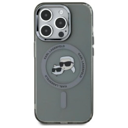 Karl Lagerfeld KLHMP15XHLSKCK iPhone 15 Pro Max 6,7" juodas/ juodas kietas IML metalinis Karl&Choupette galvutė MagSafe